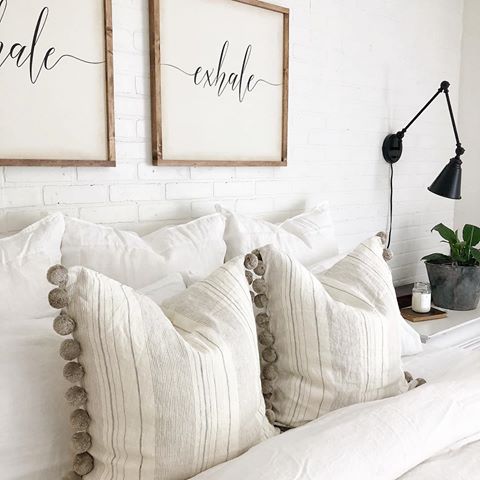 Happy Sunday friends! Here’s a sneak peek of the most amazing bedding that ever lived from @serenaandlily - I had no idea that linen could feel and look this luxurious...(can we talk about those Pom poms 😍)it’s an absolute dream. Our bedroom makeover is just about complete now!
.
Link to bedding is in my profile
•Duvet, euro shams and sheets- @serenaandlily Positsno in white •Throw pillow- Luca in the color Fog
.
.
.
#farmhouse #modernfarmhouse #fixerupper #fixerupperstyle #vintagedecor #farmhousedecor #betterhomesandgarden #countryliving #homedecor #decor #neutraldecor #shiplap #interiorstyle #interiordecor #interiordecorating #homedecorating #bhghome #farmhousefresh #countrylivingmagazine #diy #diyhome #farmhousebedding #whitedecor #whitebrick #rusticstyle #farmhousedesign #farmhouseliving #fleamarketstyle #linenbedding