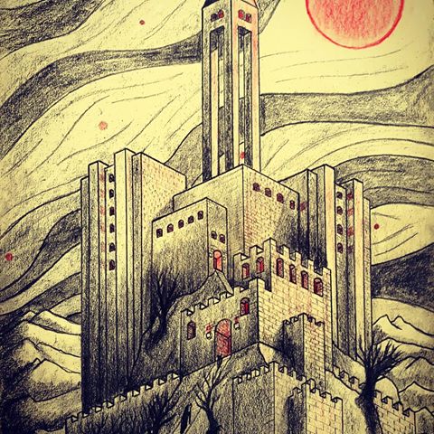 #castle #castledrawing #castles #drawing🎨 #imagine #moon #wizard ... some times  l can see some strang things in normal places... l look to apartemanto but l see castles ... l look to sky and see a huge red moon... and in this moment just drawing can help ...