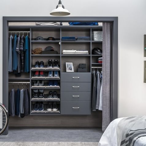 Keep Your Cool!⠀
⠀
This refined and practical custom closet combines all the storage function you need with an upscale, industrial-inspired style. Shown in Blue Stone with Matte Nickel hardware, it keeps hanging and folded clothes, accessories, and shoes within easy reach, and its clean styling is so appealing that you’ll be proud to keep it on display.⠀
⠀
📞Call now! 877-647-7331📞⠀
Check out our website! Link in bio!⠀
.⠀
⠀
.⠀
⠀
.⠀
⠀
.⠀
⠀
.⠀
⠀
#ContemporaryClosets #ClosetGoals #NJ #MonmouthCounty #MiddlesexCounty #BergenCounty #EssexCounty #Farmingdale #Freehold #JerseyShoreInMotion #JerseyShoreLocals #HomeImprovement #BossHomes #BossInteriors #IGInteriors #IGMansions #LovelyInterior #HomeAdore #LuxuryListings #MansionKings #MyHouseIdea #ShabbyHomes #Closet #Closets #Cabinets #Storage