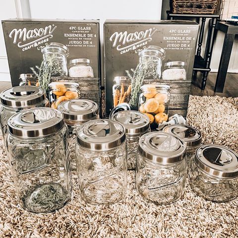 In case you missed my stories yesterday of the unboxing of these beautiful mason jars from @costco_canada, here is a picture of them all displayed. Each box comes with 4 mason jars, but I splurged and bought two boxes!
•
I’m one of the those people who gets super excited to organize my pantry, anyone else with me on that? It brings me so much joy knowing that everything is in it’s place and organized the way that I like it. I feel like it makes me less stressed when I go to bake when everything is where it’s supposed to be. Maybe I’m a little OCD, but that’s okay 🤷‍♀️
•
Swipe for a before of this picture before using @theblushhome’s preset ✨