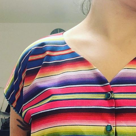 Saturday night fun! Cutie blouse in Mexico fabric. Do you want one? #unique #soulduckstudio #mexico #fridakahlo #snapbutton #blackboardlabel #stripe #lovecolour #imadeyourclothes #seamstress #designer #buissneswoman