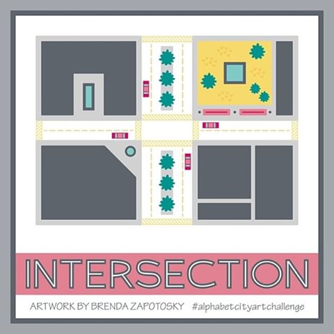 I is for Intersection!  This was a fun change of pace from building facades and a bit of a challenge as far as scale goes.  Overall, I am happy with it.  Although I am not sure if the text was missing if it would be apparent that I was illustrating an intersection and not just some city blocks.  I considered zooming in, but I find it hard to "crop" a window in AI.  Anyone know a fast and easy way to do that?  I welcome any tips!  Plus... I like all that I created for the context... 😊 Also, I wanted to point out that this is the first letter that I had to change the scale of the text! Now that "I" is done I am ready to do the first blog post recap of the challenge!  Stay Tuned!  #alphabetcityartchallenge #isiforintersection
.
.
.
#art #artist #artchallenge #intersection #cityarchitecture #artistsoninstagram #artistsofinstagram #illustration #visualartist #challenge #vector #city #architecture #designer #brendazapotosky #citycollection #artlicensing #architecturerendering #siteplan #cityplanning #urbanplanning