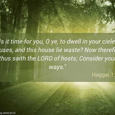 #Haggai is done, now #reading #Zechariah
#Istime #dwell #cieledhouses #liewaste #thussaiththeLORDofhosts #Consideryourways #Haggai145