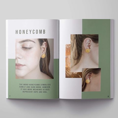 Magazine Catalogue for Ecoline Company. A company which uses recycled plastic bottles to create Jewellery🌱 
#magazine #minimal #ecoline #recycling #plastic #earth #enviroment #recycle #art #graphicdesign #assignment #aesthetic #vibes #pale #colours #sustainablefashion #sustainability #sustainable #greendesign #honeycomb #honey #green