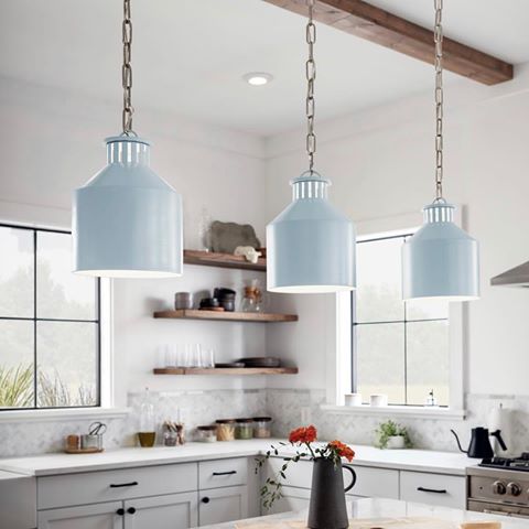 These distinctive vintage milk can pendant lights are statement pieces all by themselves.  In this  gorgeous blue hue, they will make any space pop!
~
We wouldn’t blame you if they make you want to design a whole room just around them!
~
DM to order or call us at 800-709-1119 for more info!
~
@kichlerlighting