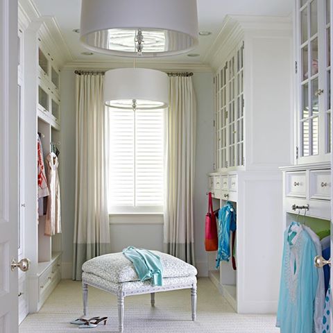 This designer is known for her white and ivory interiors, and the dressing room (in her own home) is no exception. White-painted cabinets with glass-front doors, soft neutral carpet, ample natural light, and open racks make getting dressed a pleasure. And the clothes themselves add pops of color to the room. A practical touch: An antique stool offers a gracious place to rest #realestate #investor #minimalist #modern #realestateinvestor #modernliving  #designinterior #interiordesign #minimalism #minimalistics #minimalista #simple #instagood #photooftheday #tagsforlikes #beautiful #art #beautifulhomes #housedecor #decorating #decoration #homedecor #homedesign #interiors #luxury #luxurylifestyle #luxuryhomes #luxurylife #closet #dressingroom