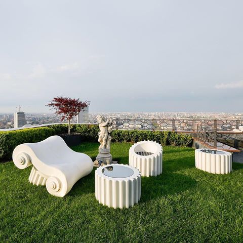 Designed in 1971 by @studio65, @ gufram’s iconic Capitello chaise lounge is produced entirely by hand by skilled artisans in Italy. The ‘fallen Greek column’ features a patented finish that makes this limited-edition piece suitable for both indoor and outdoor use - available online now. #Gufram.