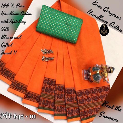 💃💃Yes !! MF Launching Chettinad Cotton With New Different Pattern of  Border !! Combo over with Kalamkari or Silk Blouse & Matching Jewels !!!💃💃 😍😍Material - 100% original Handloom cotton with New pattern in Border 😘
Blouse - *Kalamkari , Jaipuri or Silk Blouse💃🏻* Same Blouse in Picture😍 😘😘Combo - Matching Jewels 😍🎊.. Same pattern of Jewel in picture Will Come.. 😍👌 Price including GST as Follows 
Saree with Gifted Combo 1290/- + $😘 Multiples Stock..💃💃
.
.
DM or Whatsapp +918606193466 for details✔
.
.
.
No COD/No Exchange/Cancellation/Refund for dislike or colour change ❌
Slight colour variations are common due to photography ✔
#geethawomenstore#OOTD,#instafashion,#vintage,#fashion,#fashioninsta,#streetstyle,#stylish#beautiful,#fashionblogger,#cute,#indian,#saree,#indianbride,#indianwedding,#picoftheday,#handmade,#onlineshopping,#traditional,#ethnicwear,#saree,#sareelove,#silkpress