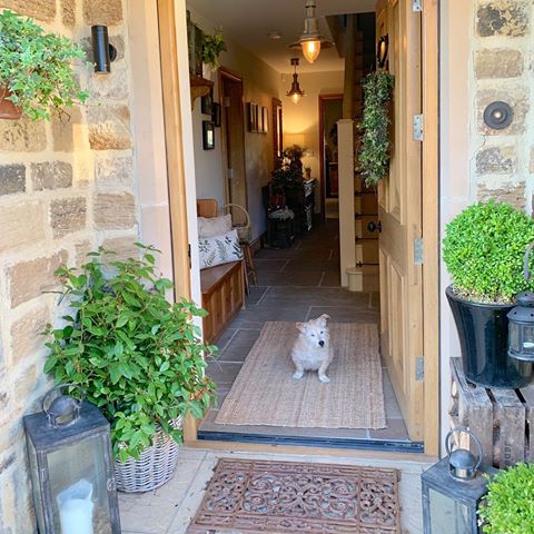 Up bright and early this morning!!!!! Back from our walk already 🐶... Nancy still looks tired 💤 😂. I’ve got a long day but the bar will be opening at 6pm at the latest 🥂🥂🥂. Happy Friday 😆#friday #fridaymorning #fridayfeeling #morningwalk #homesweethome #homesofinstagram #realhomes  #realhomesofinsta #reclaimedstone #selfbuild #oldstone #newhouse #boxtree #porchdecor #porch #homestyle #myhome #myhometoday #nancy #lovemydog #hallway #hallwaydecor #stonefloor #yorkshire  #yorkshirehome #lovewhereilive @yorkshirelifemag @countryhomesmag @countrylivingmag