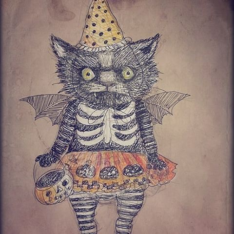 Котейку давно рисовала, пришло ее время))#doll #cat #кот #котэ #хэллоуин #Halloween