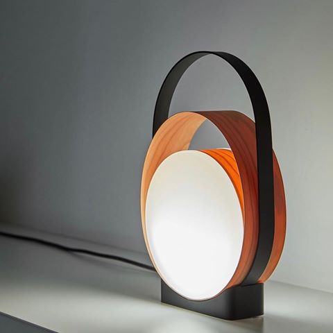 Loop lamp designed by @mut_design for @lzflamps. Love how the wood veneer glows!