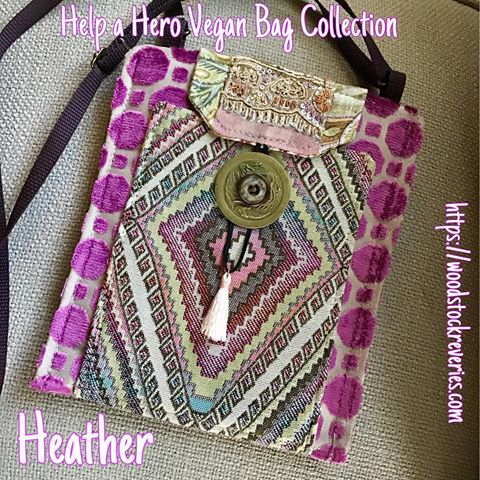 Meet Heather, a new On the Go Bag in the Help a Hero Vegan Bag Collection 💗 Just the right size to carry the essentials. Adjustable strap and 4 pockets!! Handmade, vegan, cruelty-free and one of a kind 
Proceeds go to help the animal rescue or sanctuary of your choice. 
#Helpaheroveganbags #helpaheroveganbagcollection ☮️💜🌱Shop online at woodstockreveries.com #bohojewelry #veganbags #bohodecor #bohofashion #bohemiandecor #crueltyfreedecor #woodstockreveries  #woodstockny #vegan #crueltyfree #vegansofig #shopcrueltyfree #peacelovevegan #animalrights #giftsthatgiveback #animalrescue #supportsmallbusiness