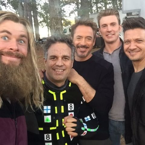 Avengers, assemble. ❤️ We can't get enough of the behind-the-scenes content from the cast of #AvengersEndgame! 📷: #regram @renner4real