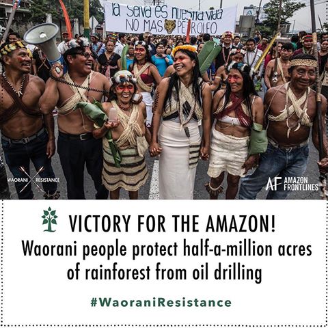 The Waorani people have won a legal victory to protect 1/2 million acres of rainforest from oil drilling and set a historic precedent for indigenous rights. Let's ramp up the pressure to permanently protect this land. Link in bio to send a message to the Ecuadorian government. @amazonfrontlines #waoraniresistance