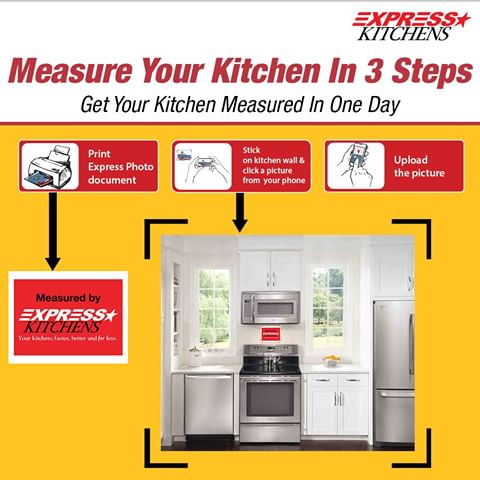 #FreeKitchenMeasure with Express Kitchens is done online at https://bit.ly/2sdaEb8
1.	Print Express Photo Document
2.	Stick on kitchen wall & click photo
3.	Upload the pictures on website
#KitchenMeasure #ExpressKitchens #FreeMeasure #kitchencabinets #kitchendesign #kitchen