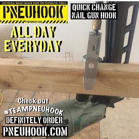 PNEUHOOK® Universal Quick change nail gun hook. PNEUHOOK.com to order. 👍👊