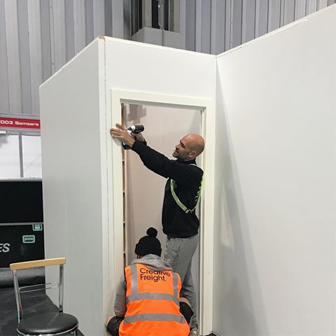 And we are off! Stand started @thecvshow fab job from the guys at @kwaltersinstallations #flooring and #painting #logos #custom #notjustlogistics #creativefreightevents