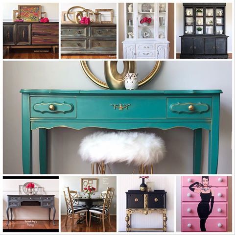 Just some of my favs by @rachaelrayzdisplayz specializing in custom vintage makeovers with a mod twist #contemporaryhomes #hollywoodstyle #glam #farmhouse #cribs #nurseries #children #playroom #fixerupper #recycled #furniture #hollywoodhomes #homedecor #decorationideas #pinterest #diy #decoupage #etsy #custom #dowhatyoulove #hgtv #blackandwhite #blackandgold #fabrics #textures #anniesloanchalkpaint