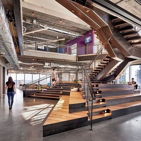 Atlassian Office
Architect: @perkinswill
Location: Texas, United States
Project Year: 2015
Photographs: @caseycdunn
In addition to a sculptural focal point, the stair in @atlassian office served as a stage, informal work-setting and gathering spot that encouraged socialisation on the tiered platform and bar height seating.
#architecture #texasarchitecture #texasdesigner #officedesign #modernoffice #workplace #workplacedesign #dreamworks #industrial_design #industrialstyle #archiphoto #photoarchitecture #moderndesign #modernarchitecture #architectural #architecturestudent #archi #architectures #archiproducts #architecture_best #architechture #architecture_view #architecture_hunter #architektura #interior4inspo #interiorart #interior444 #interiordecorator #interiorconcept #interiorphotography