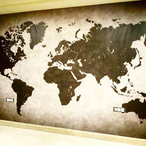 Customise wallpaper for a couple’s room who loves travelling. #tonydecor #interior #interiordesign #interiordesigner #interiors #architect #wallpaper #wallpapers #wallpaperdecor #architecture #customise #customisewallpaper #customisewallpapers #world #worldmap #black #grey #greys #blacks #worldwide #worlderlust #country #countries #countriesoftheworld
