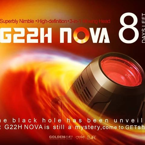 The black hole has been unveiled, but G22H NOVA is still a mystery. Come to GETshow to reveal it.  Our booth is 6C-02/6D-02, hall 6. 
8 DAYS LEFT!
.
.
.
.
.
#getshow #hid #beam #hybrid #movinghead #stage #stagelight #stagelighting #lighting #goldensea #terbly #lightingdesigner #lightingdesign