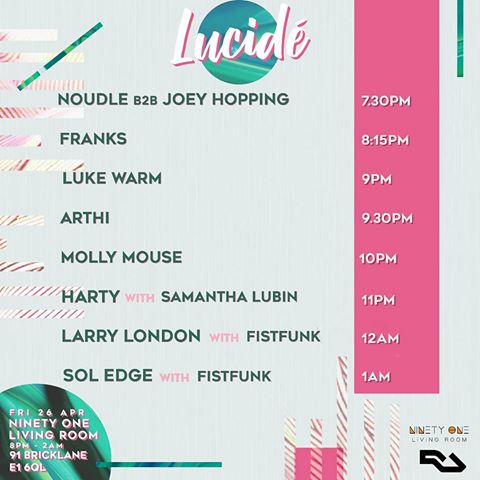 ⏱LINE-UP TIMINGS⏱
Yes yes, here are all the timings of the wonderful DJs and musicians performing for us tonight! Have a good look and make sure you grab your tickets, or you can get them at the door!
With a line-up like this we had to get organised 🤷‍♀️