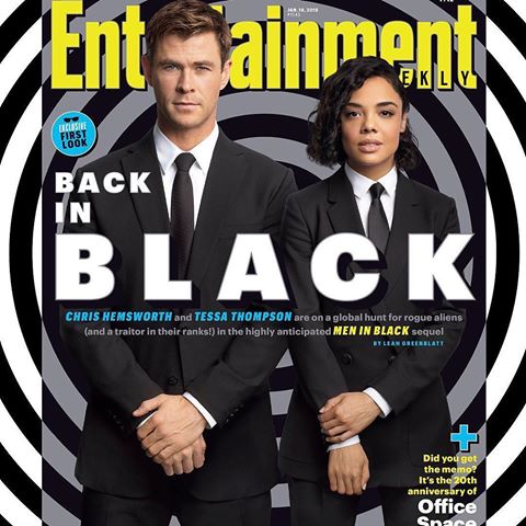 Suit up with @ChrisHemsworth and @TessaMaeThompson on the cover of @EntertainmentWeekly with a first look at #MIBInternational! 🕶 Link in bio for more!