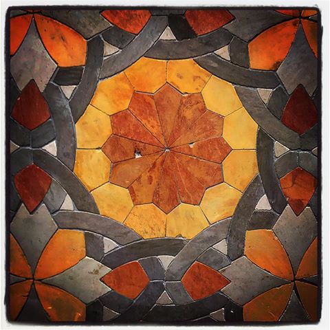 Terracotta and marble floor tile...#floortile #tile #inlaid #mosaic #terracotta #marble #design #interiordesign #decor #interiorarchitecture