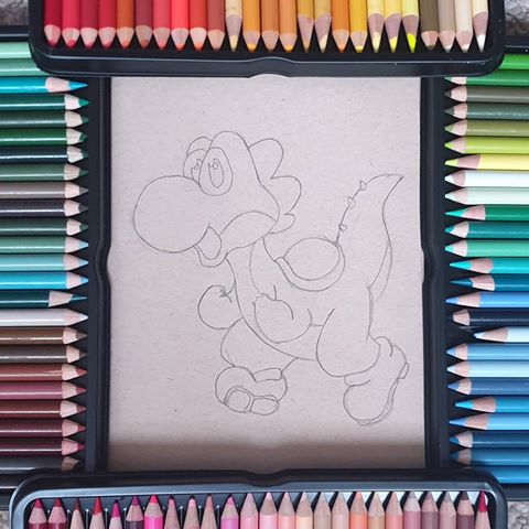 Here's the start of my #Yoshi #Wip..but that's all I'm doing this evening I've gotta nightmare of a migraine coming on 🥴 think an early night for me is certainly on the cards.. 💤✏ #MyArt #NintendoArt #GamingArt #FanArt #Mario #SuperMario #InstaDraw #Sketch #PencilDrawing #Outline #Artgram #Nintendo #Gaming #GameArt #AnimeArt #SketchBook #InstaArt #ArtIsLife #AmateurDrawing #PrismaColour #Artwork #StrathmoreArt #WorkInProgress #Drawing