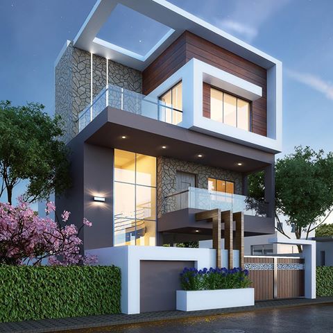 Modern bungalow Exterior designed by Ar.Sagar Morkhade