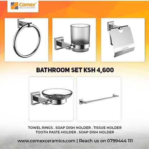 Looking for bathroom accesories in Kenya? Check out our bathroom set at only KES 4,600 only. Limited Stock.
Showroom: Saku Business Park, North Airport Road next to Kabansora in Embakasi - Nairobi.
Call: 0799444111
Website: www.comexceramics.com
#Tiles #SanitaryWare #Doors #Sinks #Taps
#Ceramics #Locks #Toilets #Basins #Grout
