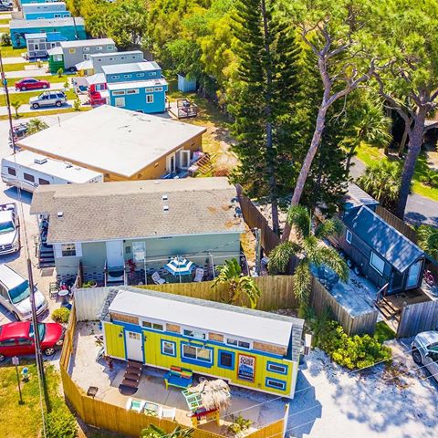 Another tiny week has flown by! Aerial view of our @tinyhousebeachresort - RENT A TINY HOUSE IN FLORIDA! - Have a fabulous Sunday and we hope you get to enjoy the beach! - Rent 1 of 12 tiny houses near Siesta Key Beach in Sarasota, FL! Tiny houses sleep from 2-6 people. 😍🍭🌈🏖😎🔎🏡🌴Book today at: www.tinyhousesiesta.com or Follow the Link in the bio. 
@tinyhousebeachresort #tinyhousesiesta 🌊  Rates start at $103 a night + taxes and cleaning.
Tag some friends you would love to stay here with ~ 📞941-474-3782 ~ We Tiny House where you vacation. Located near Siesta Key beach - the #1 beach in the USA - Sarasota, FL✌🏡🌴🔍 #summer
#tinyhousemovement #tinyliving #tinyhouse #tinyhome #miami #hgtv #staycation #dji #sarasota #florida #siestakey #siestakeybeach #beach #vacation #travel #orlando #Britain #sunset #srq #wedding #aerial #venice #tampa #stpete #england #bradenton #drone