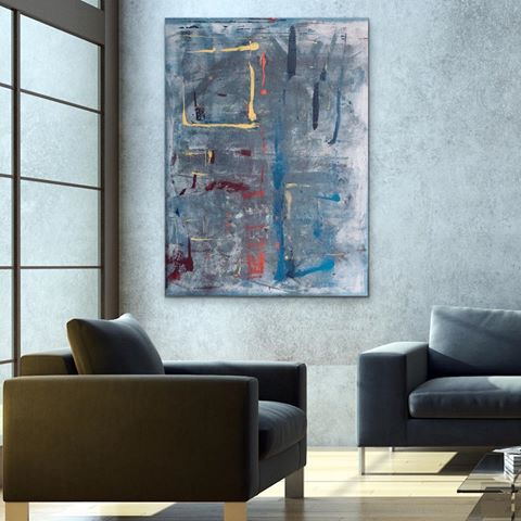 “Angular Moon Dreams”, Acrylic on Canvas, 36x48