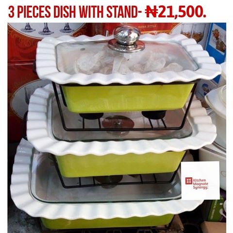These 3 PIECES DISH is ideal for an ELEGANT and SOPHISTICATED PRESENTATION of FOOD. .
.
SIZES: 750ML, 1000ML ,1700ML.
Available in RED,  YELLOW and LEMON GREEN.
.
.
.
To ORDER: 
Simply send a DIRECT MESSAGE OR CLICK on the WHATSAPP LINK in OUR BIO(09091177855).
.
.
.
.
.
.
.
.
.
.
.
.
.
.
.
.
.
#KitchenMagnateSynergy
#KitchenMagnate
#UtensilsAdaptedToSuitYourLifestyle 
#kitchenutensilsinlagos #momsinlagos
 #kitchenutensilsvendors #kitchenware #naijasalesmaker #letsmake1twork #teekayyeni22 #kitchensofinstagram #yenismeconnect  #kitchenutensils #kitchentool #lagos #souvenirsinlagos #kitchendecor #kitchenappliance #lagoscaterers #abujacaterers  #hustlersquare #naijabrandchick #askoti #harbeegrowthub #werisebyliftingothers
