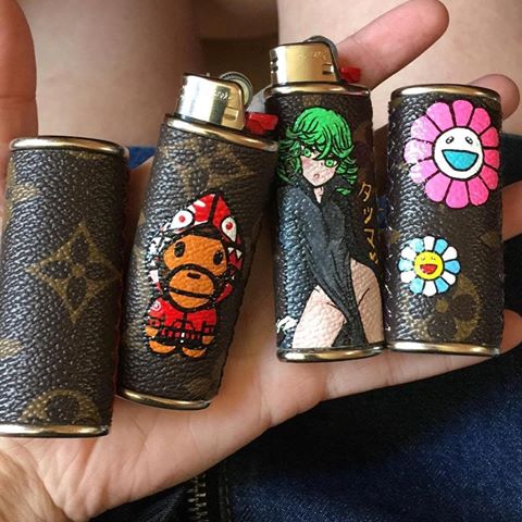 My friend @clout90s has some custom @louisvuitton lighter cases.  Authentic materials, properly sewed onto a metal Bic sleeve.  DM me or her about buying a case.  They start at $100.  #Life #Photography #Vision #Beautiful #Enjoy #Natural #Dank #terps #dabs #seeds #focus #cannabis #events #community #garden #art #glass #fun #organic #nature #kitchen #cook #extract #delicious #collection #concentrate #color #unique #designer