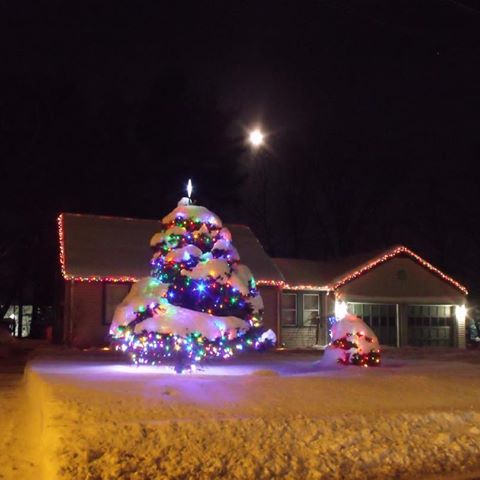 #winter #newengland #evening #christmas #tree #lights #house #photography #westfield #massachusetts