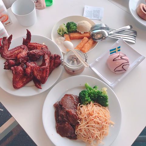 Chicken Wings, Braised Beef Cheeks and Aglio Olio, Fish Sticks, Marzipan, Chocolate Mousse #ikea #ikeafood #ikeasingapore