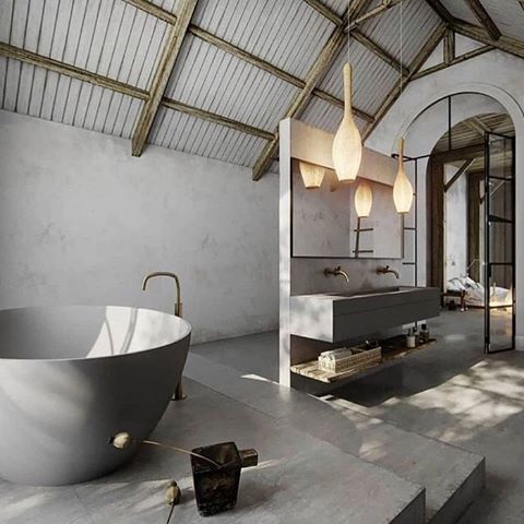 Bathroom goals 💭
Rustic style open plan bathroom design. We think the exposed roof and arched window add so much character and charm 🖤
Comment below and let us know your thoughts ~~~~~~~~~~~~~~~~~~~~~~~~
Home renovation ideas and architecture inspiration  @comparethetradie 💫
~~~~~~~~~~~~~~~~~~~~~~~~
All credits correspond to photographer, designer, creator