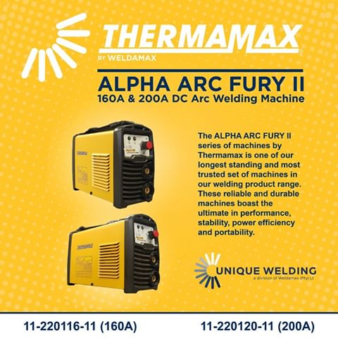 The Alpha Arc Fury II by Thermamax come in both 160A and 200A versions. They are 1 Phase inverters with incredible IGBT technology.  Furthermore, these powerhouses confirm to the EN 60974-1:2005 standard.
For more information, get in touch - info@uniquewelding.co.za
#welding #industrial #inverters