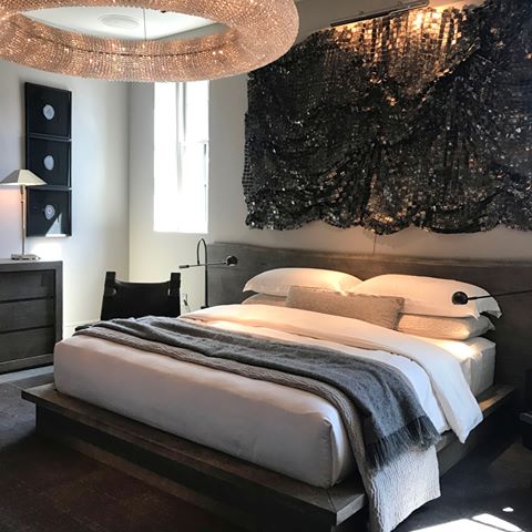 Dramatic #bedroom display at the @restorationhardwarecatalog (RH Modern) new location in the Meatpacking District.