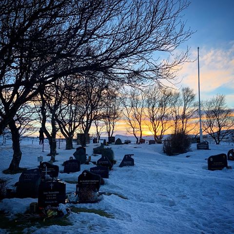 Morning at Icelandic cemetery.