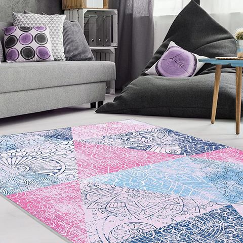 Abstract pastel colors area rug.
Available in three colors and four sizes.