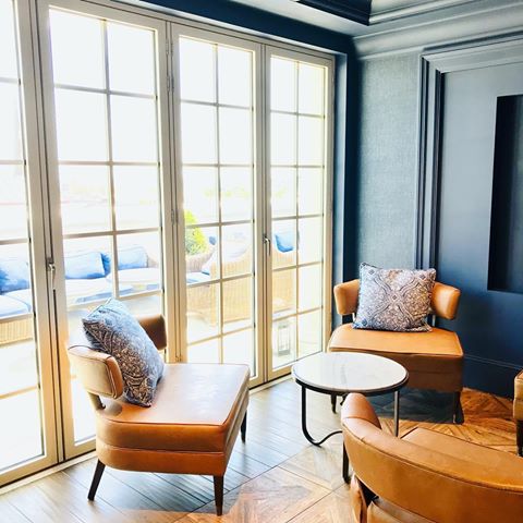 Give us all the light. Double french doors for indoor/ outdoor space transition brightening up a dark room and make for a dramatic natural light feature.