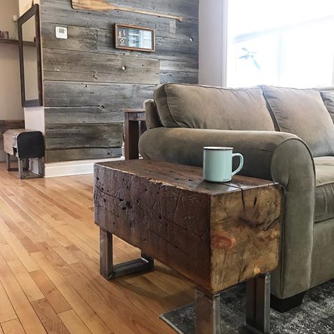 These old beams always have great character and are fun to work with. Until recently I never listed them as side tables, but they work well and look great ☕️ #rustic #urban #furniture #rusticurbanfurniture #wood #woodworking #homedecor #rusticstyle #vintage #retro #reclaimedwood #barnwood #barnboard #recycled #♻️ #industrial #steel #iron #metal #madeinottawa #madeincanada #613 #canada #nofilter #nofilterneeded #spring #spring2019 #latergram #saturday #saturdayworkday