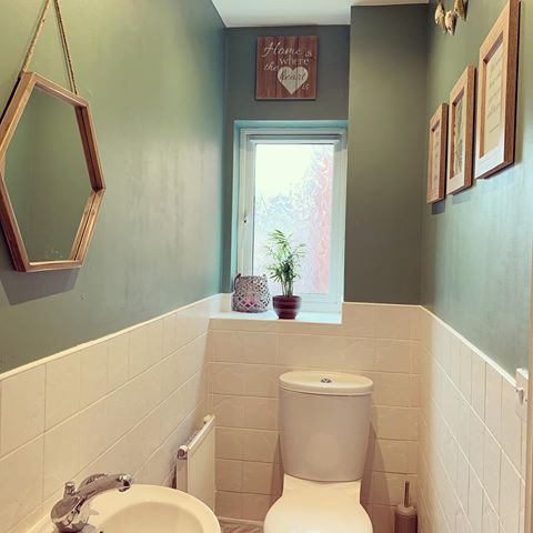 What was a really plain boring bathroom is quickly becoming another one of my favourite spaces 😊still need to change the floor and add some shelves but I love it already 😍 on the hunt for some rustic wooden shelves this week and some pretty things to put on them. .
.
.
#smallbathroominspo #bathroomsofinstagram #mycosyhome #interiordesign #interior125 #homedecor #sagegreen #mirrormirror #myhousebeautiful #myhousethismonth #bathroomdesign #bathroomdecor #bathroomgoals #interior_and_living