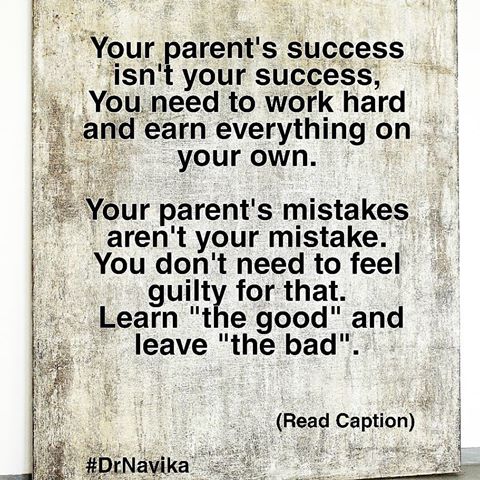Your parent's success isn't your success,
You need to work hard and earn everything on your own.
.
Your parent's mistakes aren't your mistake.
You don't need to feel guilty for that, learn the good & leave the bad. .
Always remember you carry your "karma." You are responsible for your actions individually. You are responsible for who you are and who you want to be for the rest of your life.
.
Rest all are some facts, reality and excuses. .
.
#DrNavika Author "Our 6.5 Years"- a book| Link in bio| .
.
#writersoﬁnstagram  #communityofpoets #igwriter #instagramwriters #poetsandwriters #fictionwriter #indianwriters #igquotes #contentwriter #writer #instastory #author #authorsofinstagram #thoughtoftheday #relationshipquotes #relatableposts #instagram #instagramhub #thegoodquote🌻 #poetsofinstagram  #instagramers #dailyquotes #deepquotes #authorsofpain #goodwords #authorsofinstagram #novela  #bookstagramindia #kindleunlimited #kindle