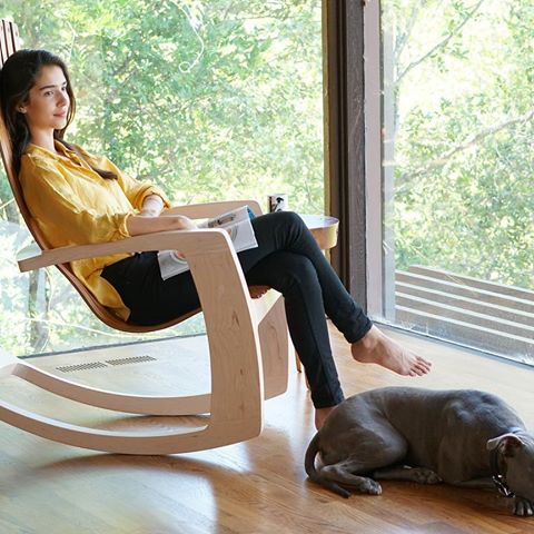 #tbt Last summer's rocker photo shoot with two of the best models I know. #modernrockingchair #modernrocker #sculpturetositon