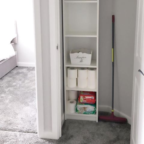 So we wanted something to utilise the space in the upstairs cupboard in our beautiful  #persimmonroseberry 🎀
We found this Billy bookcase from @ikeauk and I love it. Leaves enough room for the brush and hoover but makes use of the height of the cupboard 🙌🏻
#Persimmon#roseberrypersimmon#newbuild#firsttimebuyers#newhome#housetohome#grey#interior#journey#love#family #ikea #flatpack #grey #greyhome #greydecor #greyhouse #greyandblush #greyandpink #storage #cosyhome #roseberryhome #homeinspo
