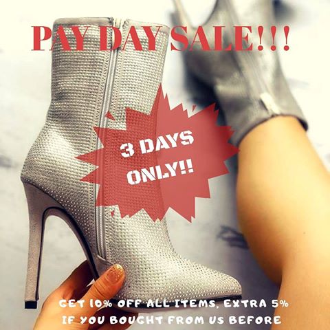 Grab your faves at 10% OFF from today till Sunday. Yaaay!!!
Send Whatsap to 0714537095 to place your order #fabyousa #sale #styleblogger #stylish #advertising #streetstyle #inspiration #highheels #heels #shoes #style #styleblogger #redsoles #elegance #snakeprint #trendy #trends #pumps #ad