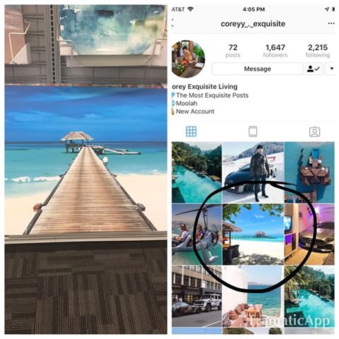 Maybe I’m a nerd but I still get excited when something matches up. I took the pic on the left back in March at a #BurlingtonCoatFactory because it resonated and I’ve always loved blue water and sun. Today I’m scrolling on @coreyy_._exquisite page because I love #Water and first pic that catches my eye is the one circled on the right. #Same I’m coming for you cabana and blue water!! Lol